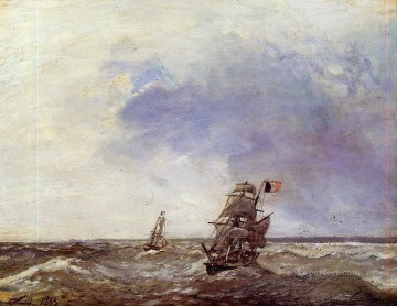 ヨハン・ジョンキント Painting - 海の船 船の海景 ヨハン・バルトルト・ヨンカインド